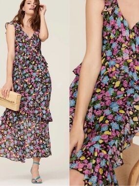 amur kiko floral tiered silk dress Kiko Dress